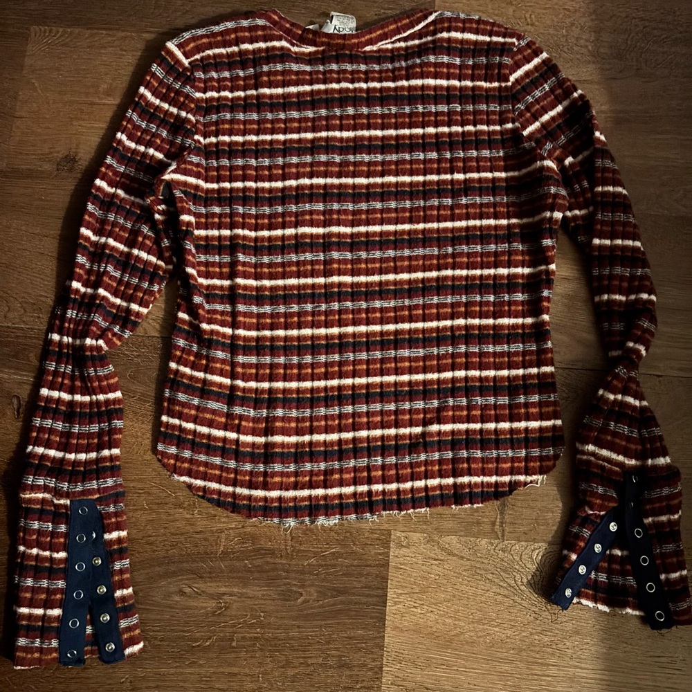 90s Vintage Jody Striped Long Sleeve Top with Button Cuffs size Medium